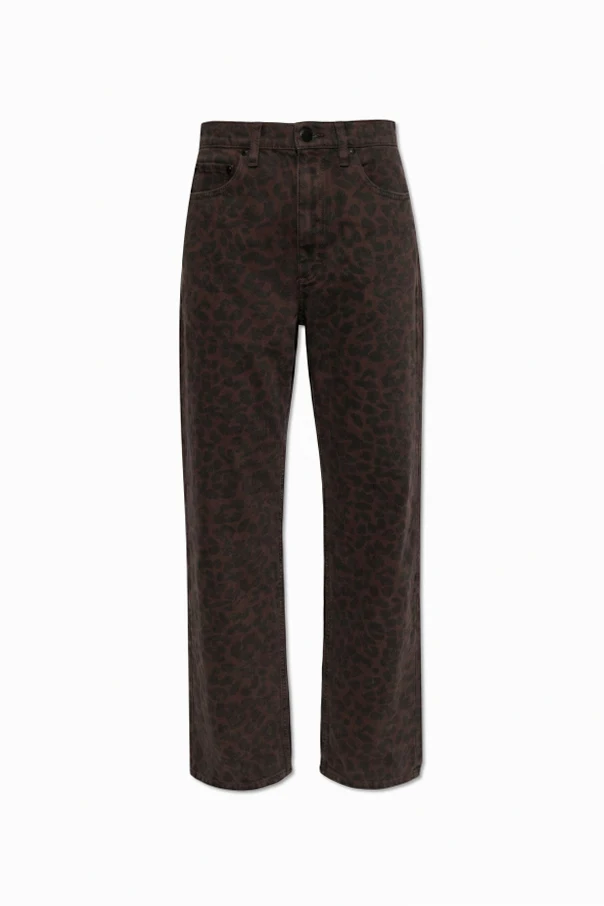 BRĄZOWY Jeansy z motywem zwierzęcym