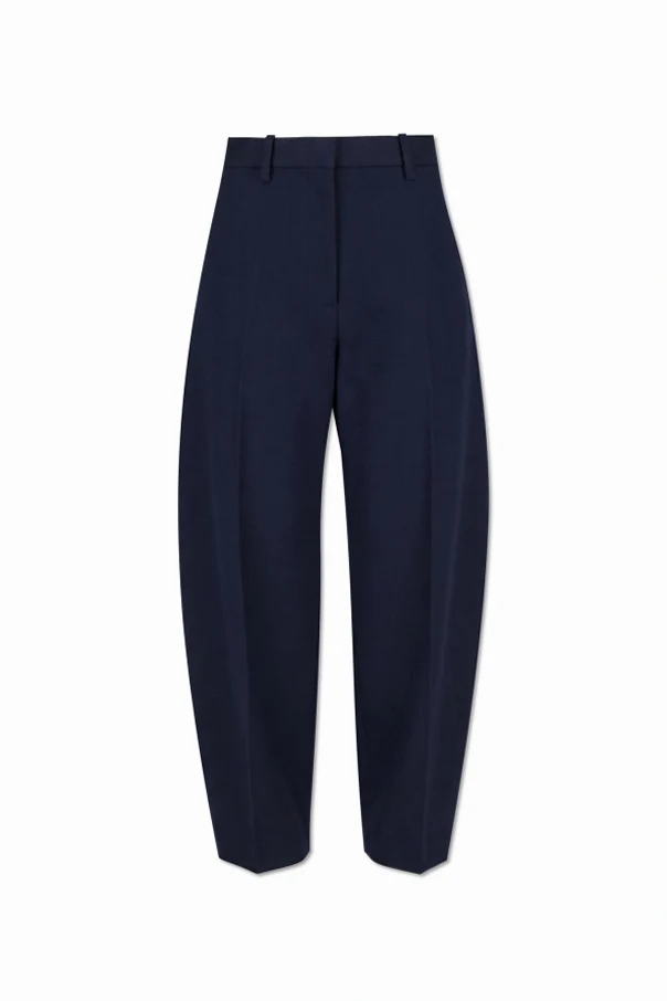 GRANATOWY Spodnie w kant