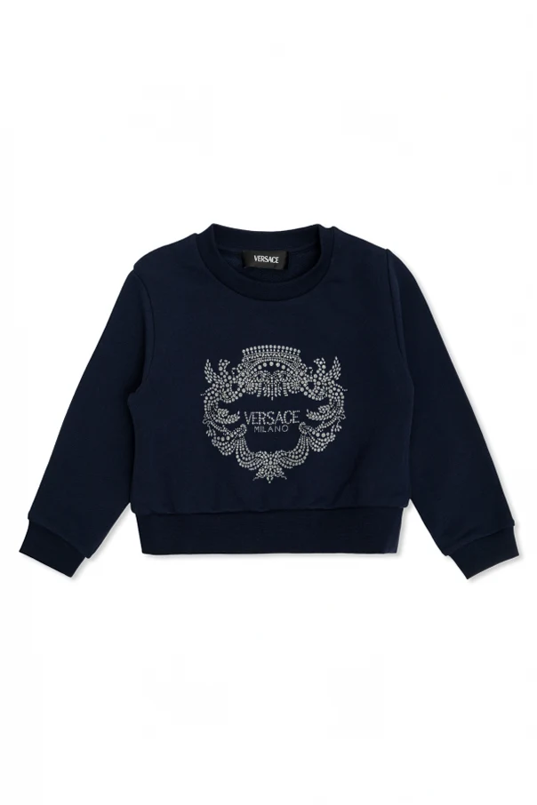 GRANATOWY Bluza  z połyskującym nadrukiem
