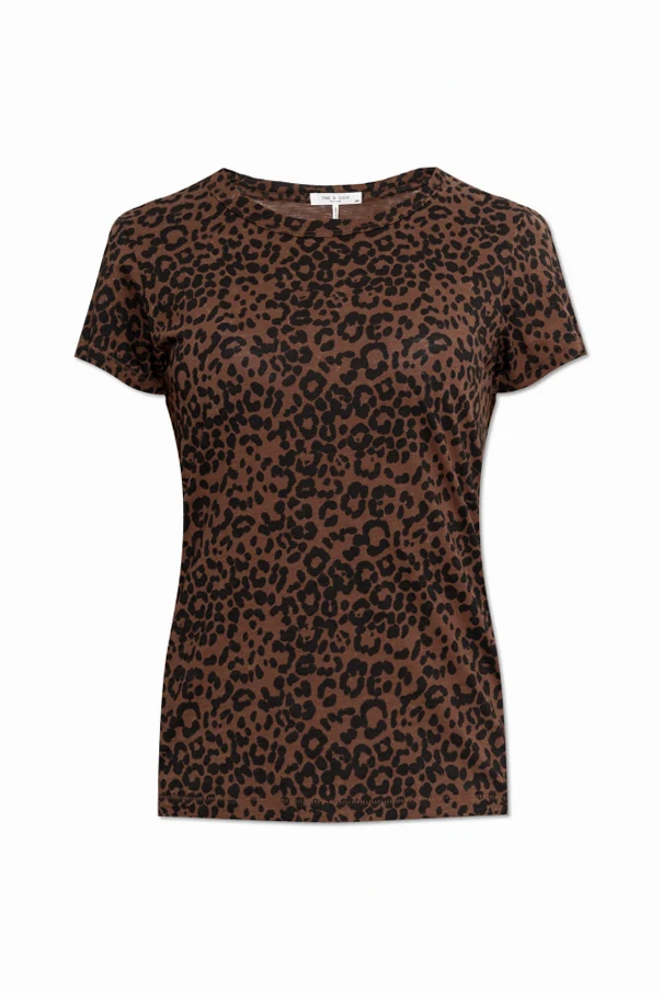 BRĄZOWY T-shirt z motywem zwierzęcym