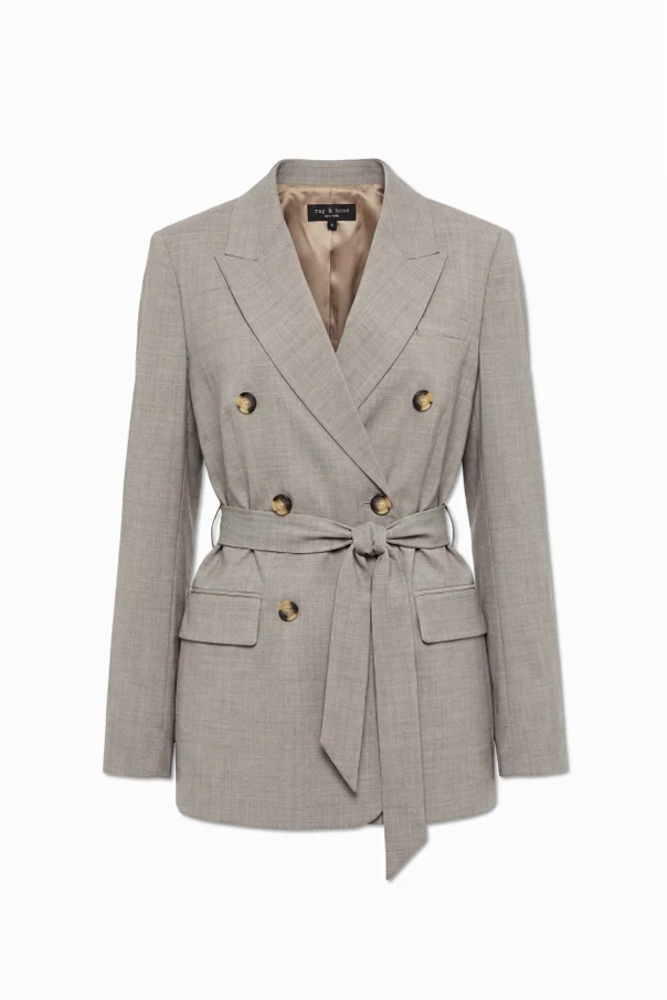 SZARY Dwurzędowa marynarka z paskiem