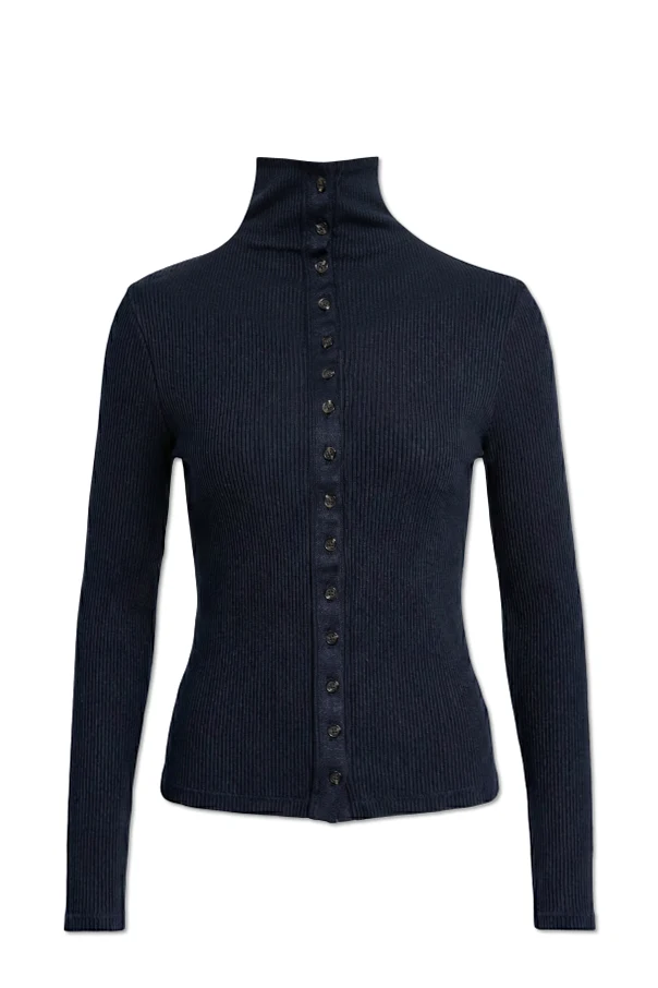 GRANATOWY Prążkowany golf