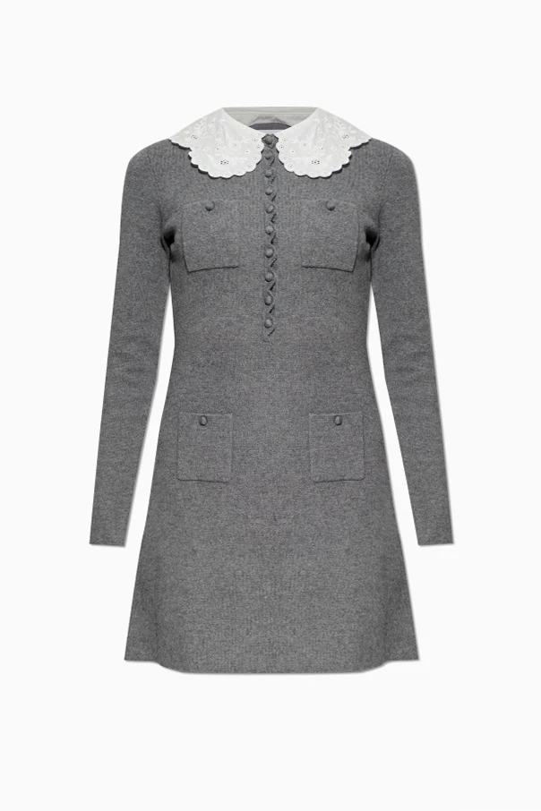 SZARY Sukienka z odpinanym kołnierzem