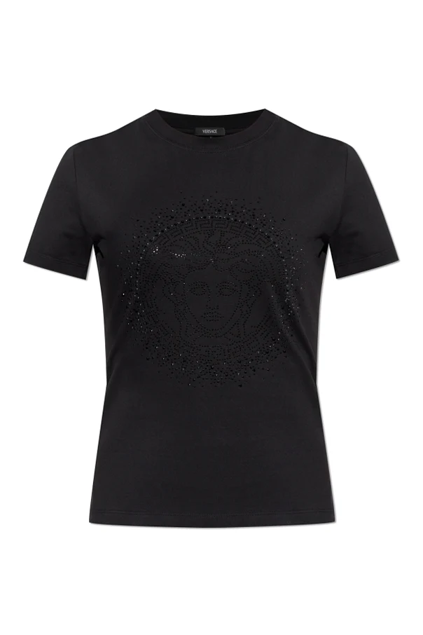 CZARNY T-shirt z kryształami