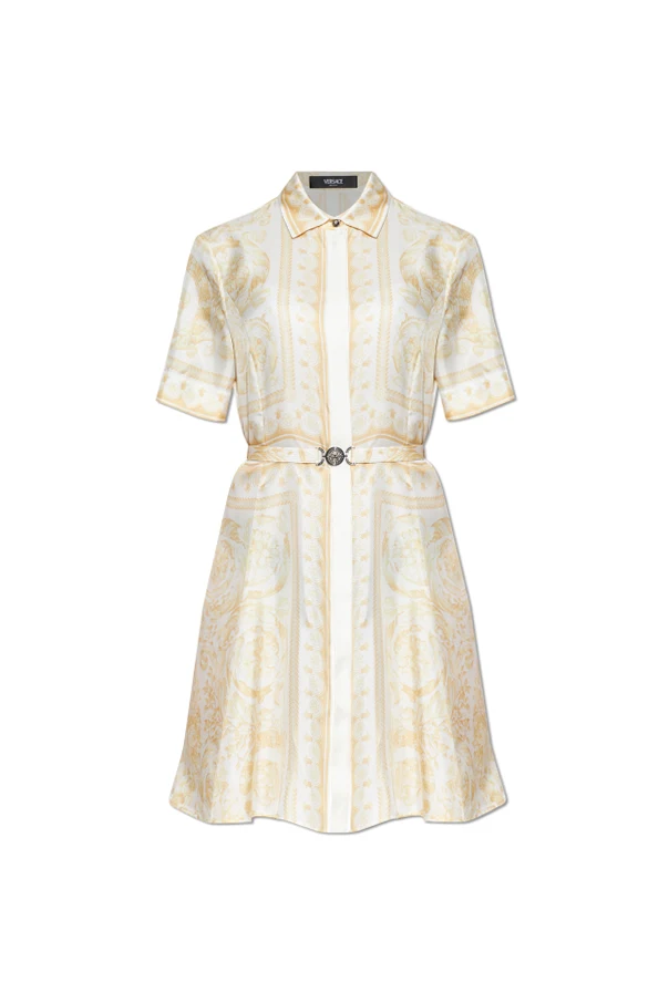 CREME Seidenkleid mit Gürtel