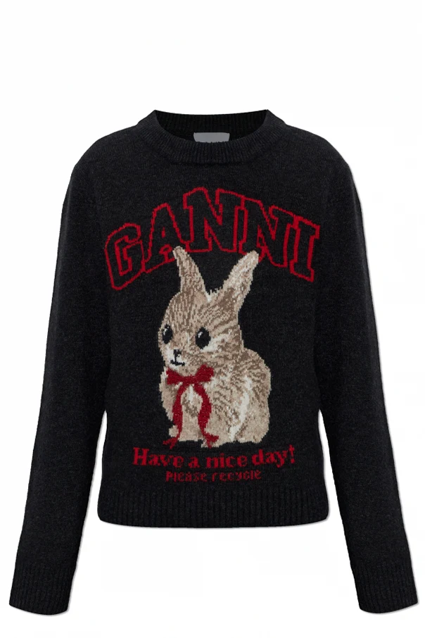 SCHWARZ Wollpullover mit Logo