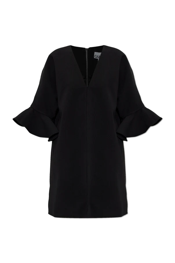 SCHWARZ Kleid mit V-Ausschnitt