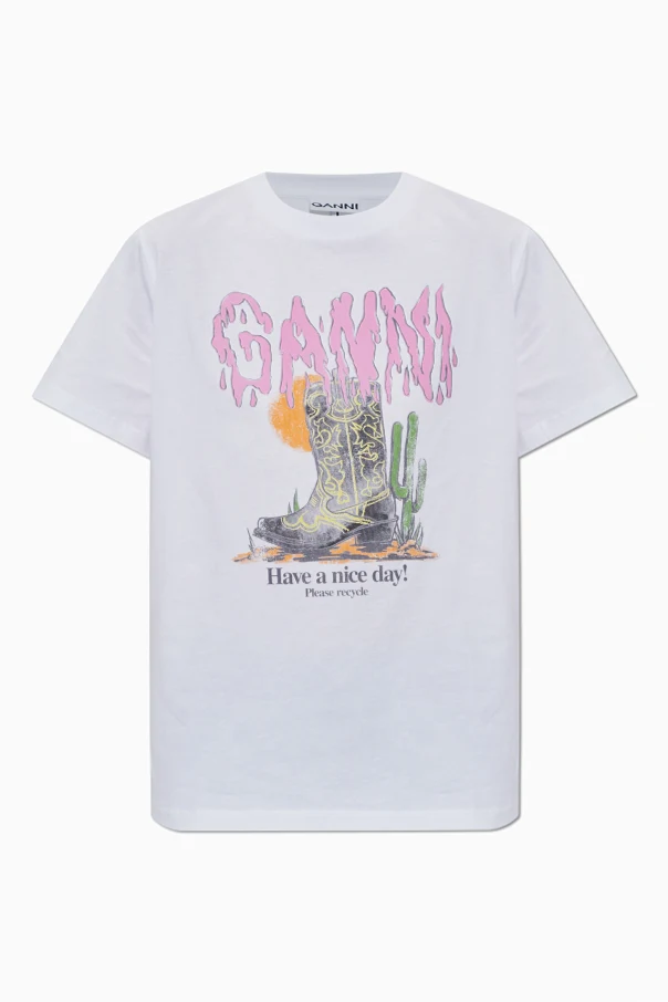 WEISS T-Shirt mit buntem Print