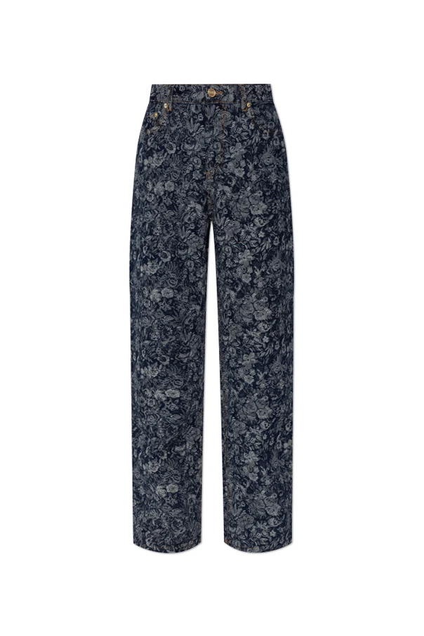 MARINEBLAU Jeans mit Blumenmuster