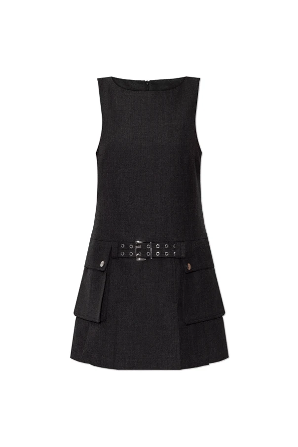 GRAU Kleid mit dekorativem Gürtel