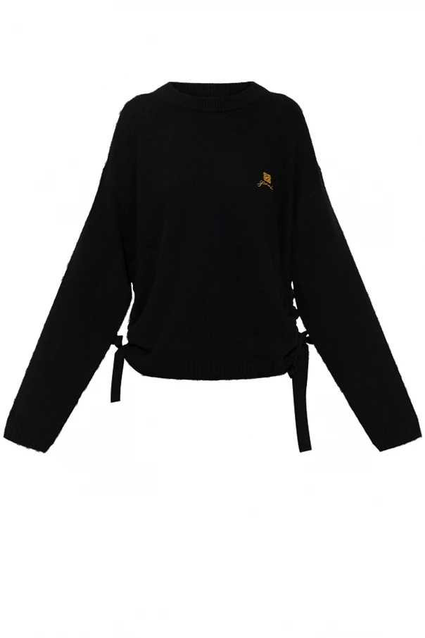 SCHWARZ Pullover mit seitlichen Tunnelzügen