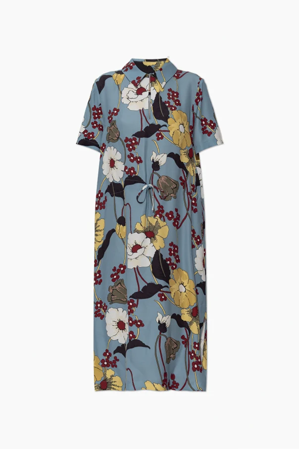 BLAU Kleid mit Blumenmuster