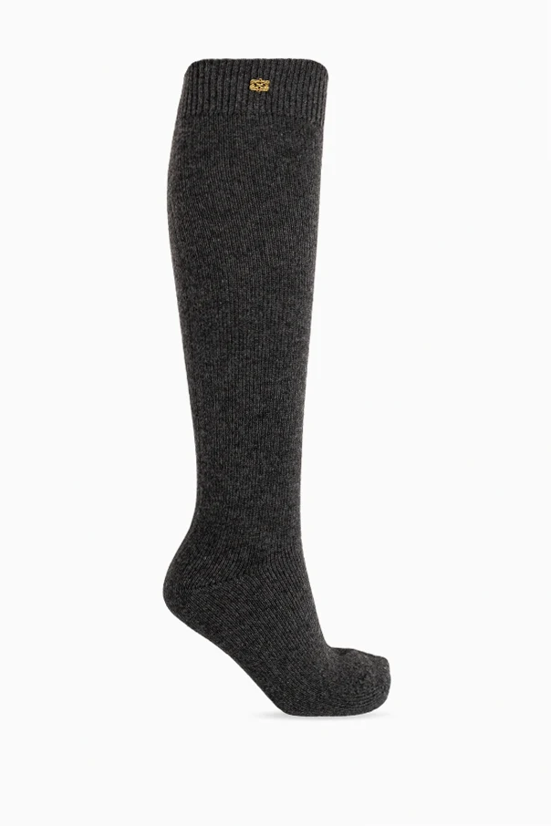 GRAU Lange Socken mit Logo