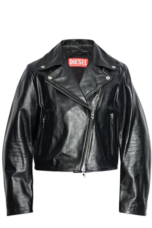 CZARNY Skórzana kurtka ‘L-UNATIC’