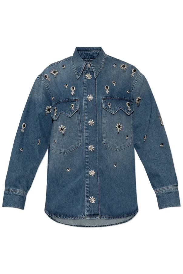 BLUE Denim shirt with crystal embellishments ‘Enna’
