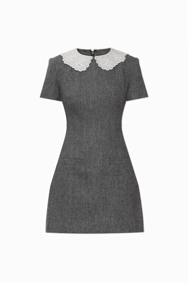 GREY Dress with a herringbone pattern