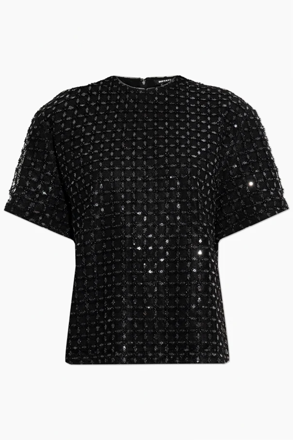 CZARNY Top z cekinami