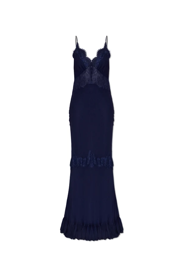NAVY BLUE Strappy dress with lace inserts