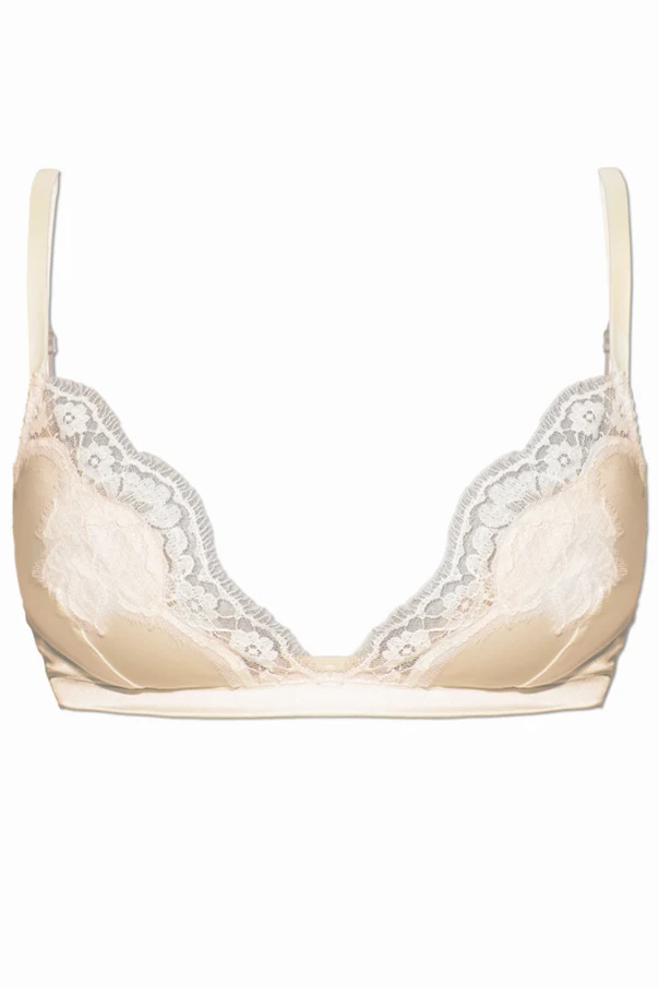 BEIGE Seiden-BH mit Spitzeneinsätzen