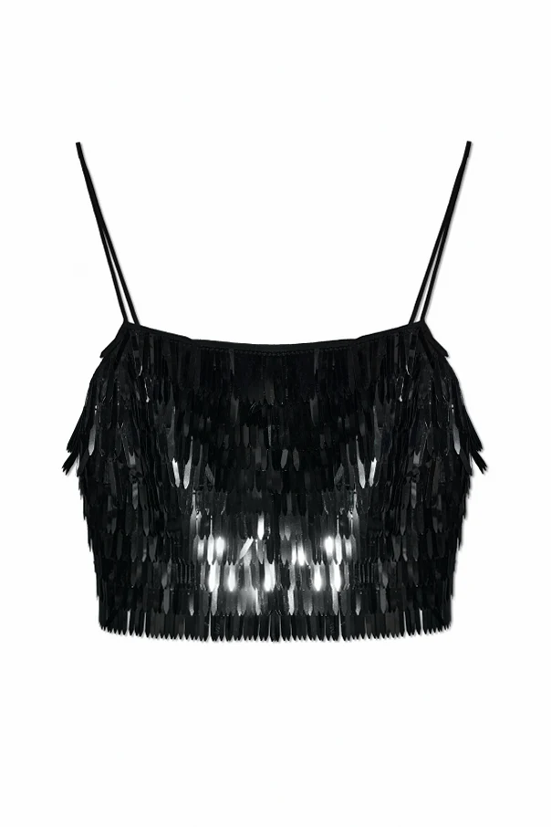 BLACK Short sequin camisole top