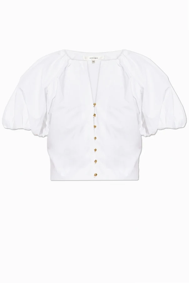 BIAŁY  Top z bufiastymi rękawami