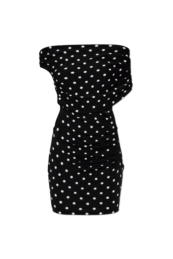 CZARNY Krótka sukienka ze wzorem w grochy