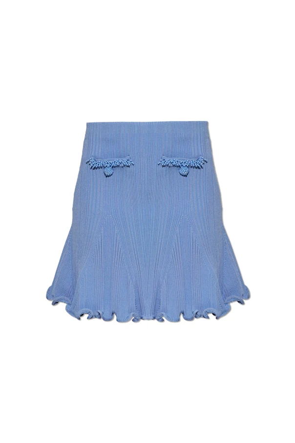 BLUE Short skirt with decorative beads