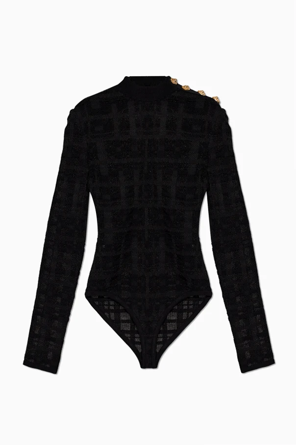 CZARNY Body z poduszkami w ramionach