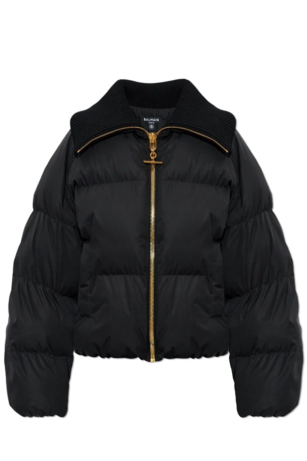SCHWARZ Gefütterte gesteppte Jacke