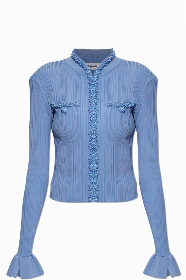 NIEBIESKI Kardigan z dekoracyjnymi koralikami