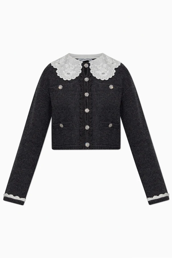 SZARY Kardigan z odpinanym kołnierzem