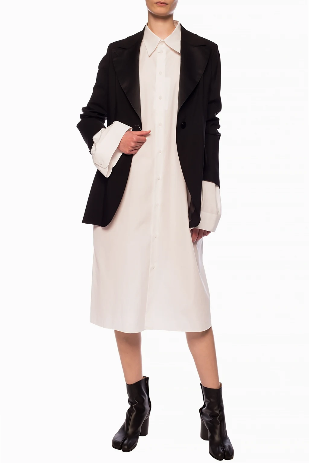 Shirt dress with wide sleeves