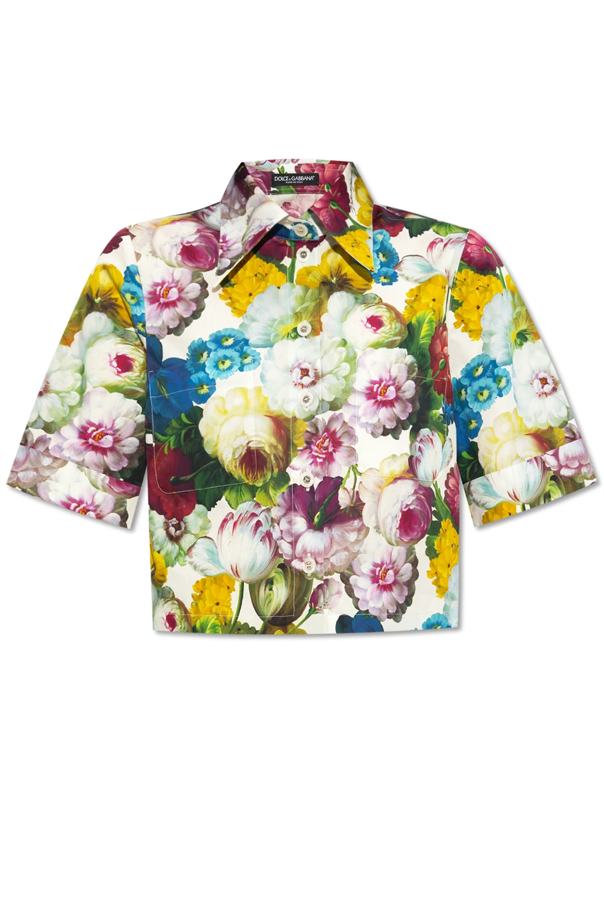 Cropped shirt with floral motif