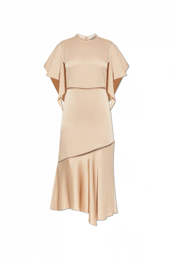 beżowy Satynowa sukienka o asymetrycznym kroju