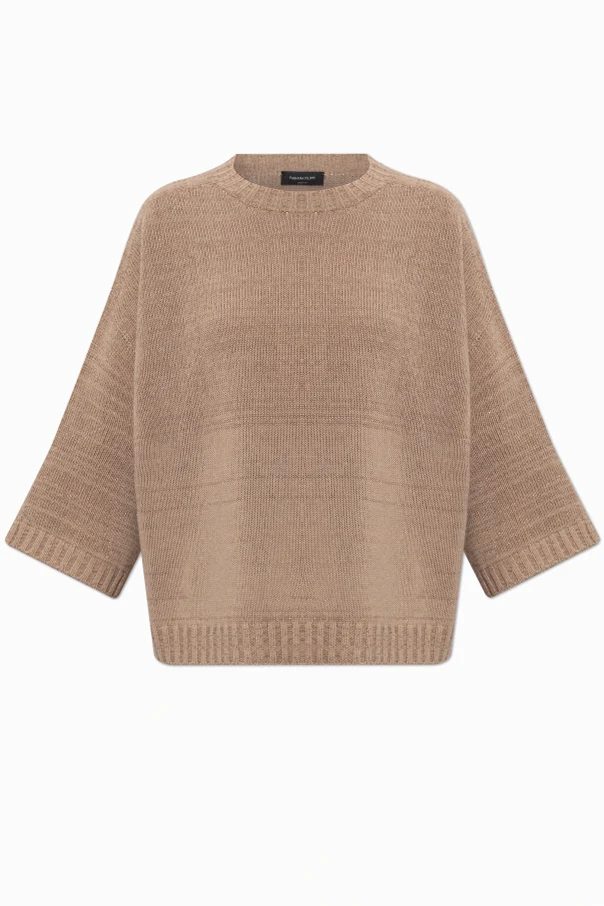 beżowy Sweter z lureksową nicią