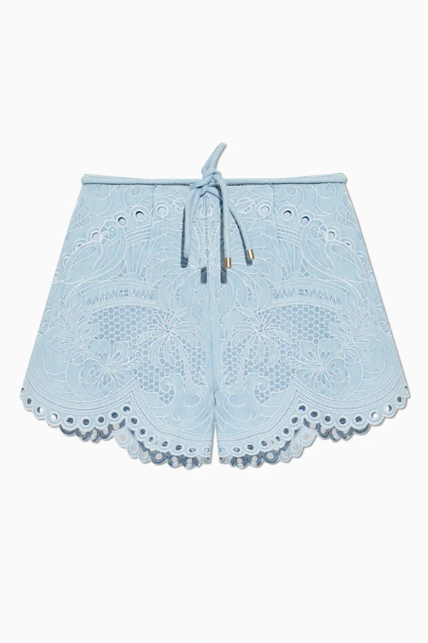 HELLBLAU Ajourierte Jeansshorts