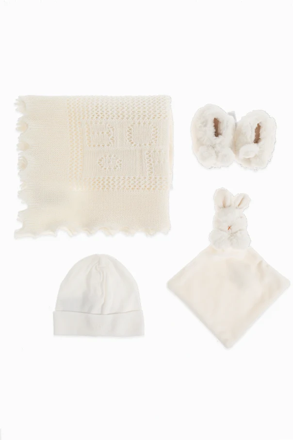 CREME Set: Decke, Kuscheltier, Hausschuhe und Mütze