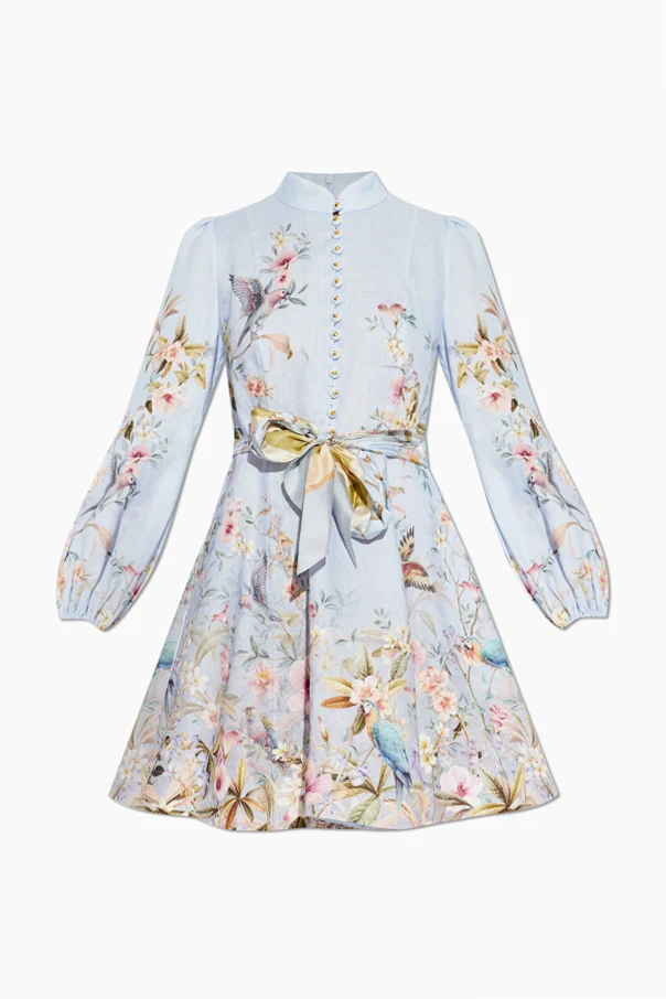 BLAU Kleid mit Blumenmuster