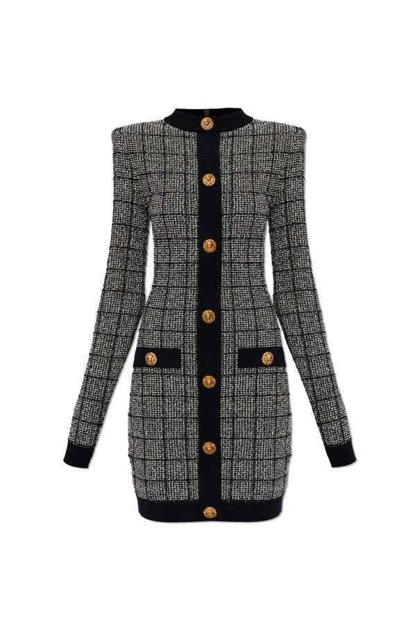 SCHWARZ Tweedkleid mit Lurex-Faden