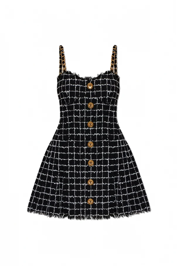 SCHWARZ Tweedkleid mit Trägern