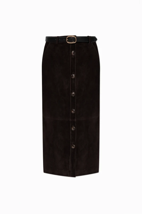 BROWN Suede skirt with belt