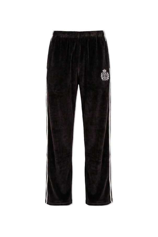 BROWN Velour sweatpants with logo