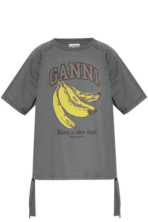 GRAU T-Shirt mit seitlichen Kordelzügen