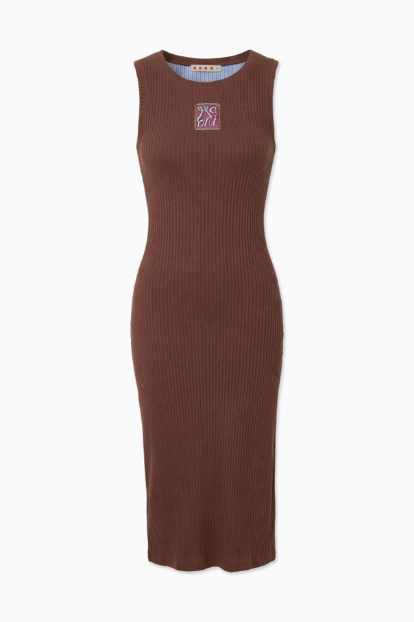 BRAUN Kleid mit Schlitz an der Seite