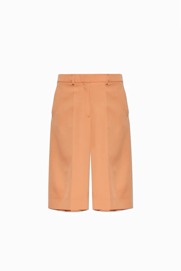 ORANGE Wool pleated shorts