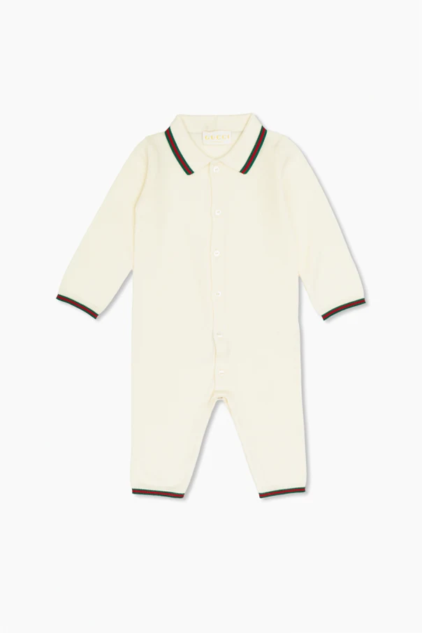 cream Wool baby romper