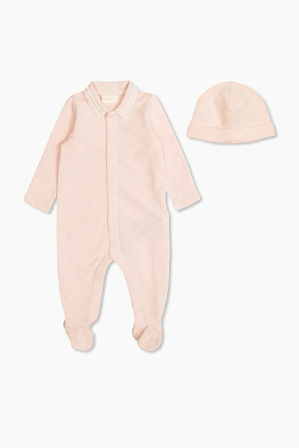 PINK Baby romper set and hat