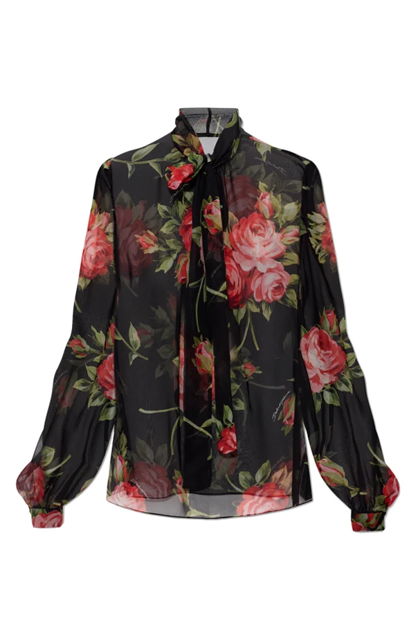 SCHWARZ Seidenhemd mit Blumenmuster