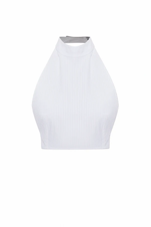 BIAŁY  Plisowany top bez rękawów