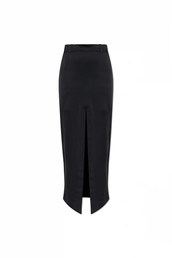 SCHWARZ Satinrock mit Schlitz